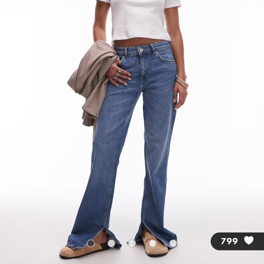 Mango Split Hem Wide Leg Jeans
